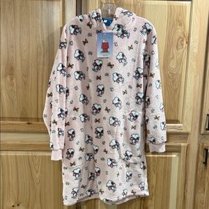 Peanuts Pink Snoopy Women’s Hooded Loungewear By Berkshire Home Nightgown Sz S/M